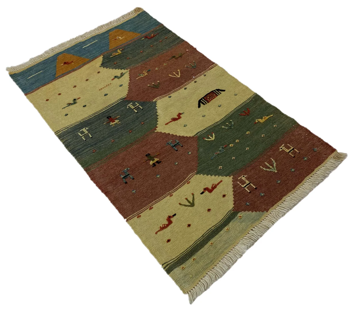 handgewebter-kelim-117-x-75-cm-aus-fars-vielseitig-als-wandbehang-2 Perserteppich Fars 117 x 75 cm Wolle handgewebt