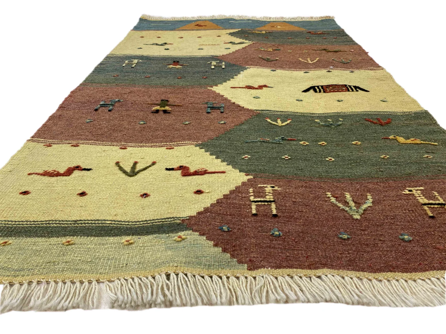 handgewebter-kelim-117-x-75-cm-aus-fars-vielseitig-als-wandbehang-4 Perserteppich Fars 117 x 75 cm Wolle handgewebt