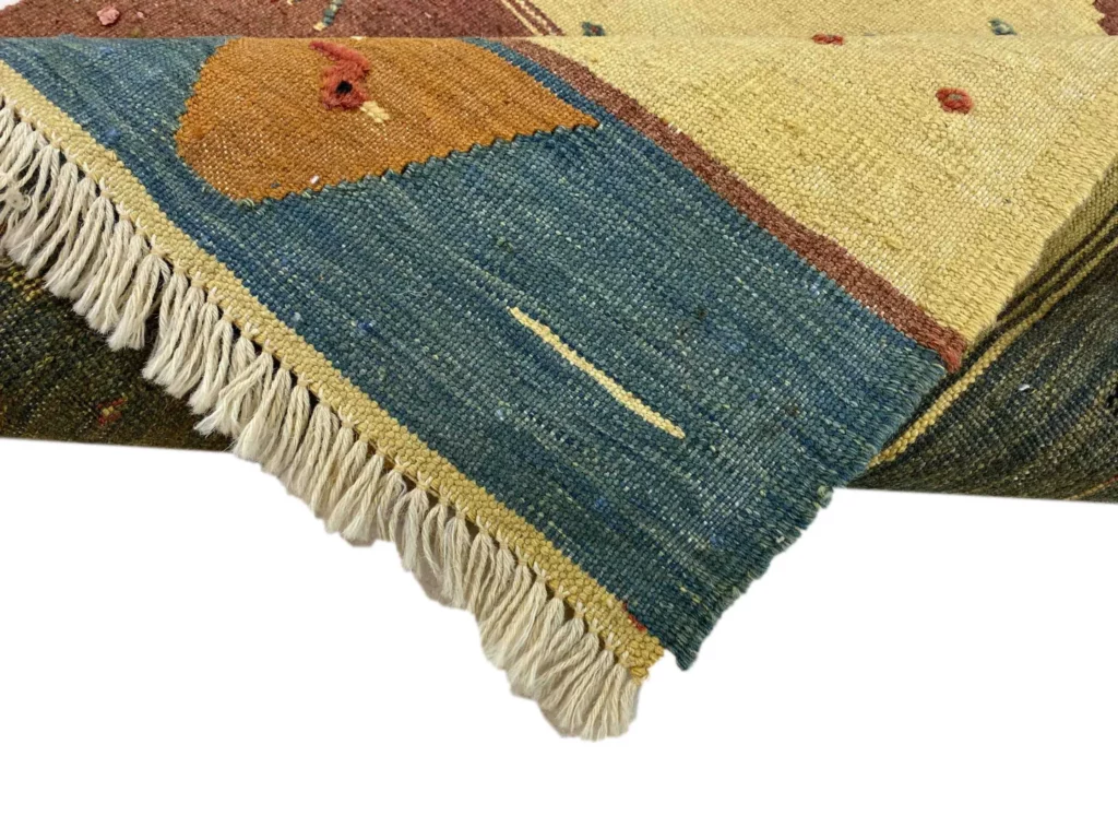 handgewebter-kelim-117-x-75-cm-aus-fars-vielseitig-als-wandbehang-6 Perserteppich Fars 117 x 75 cm Wolle handgewebt