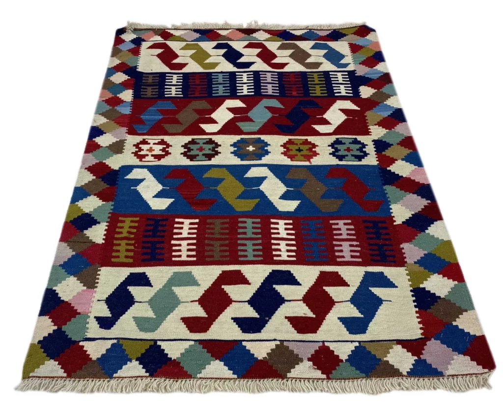 handgewebter-kelim-146-x-101-cm-traditioneller-orientteppich-1 Perserteppich Fars 146 x 101 cm handgewebt