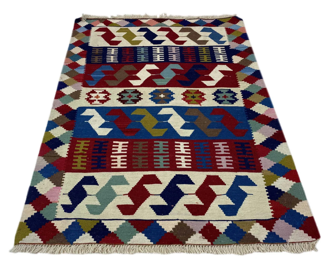 handgewebter-kelim-146-x-101-cm-traditioneller-orientteppich-1 Perserteppich Fars 146 x 101 cm handgewebt
