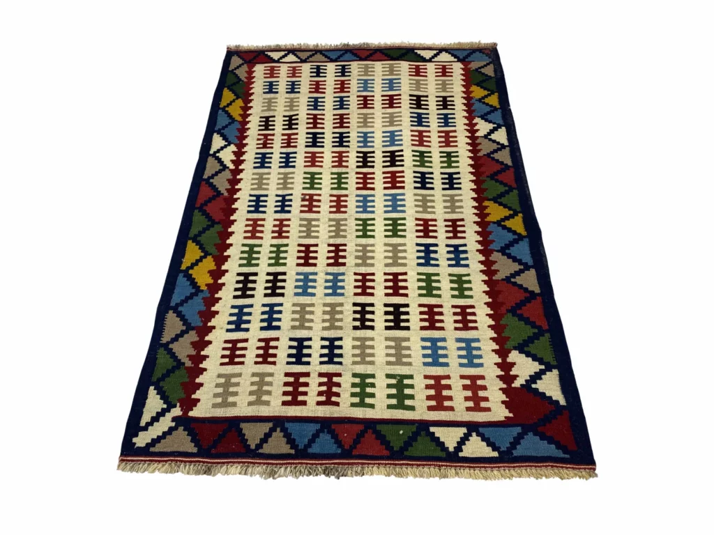 handgewebter-kelim-155-x-97-cm-aus-fars-orientalischer-teppich-1 Perserteppich Fars 155 x 97 cm Wolle handgewebt
