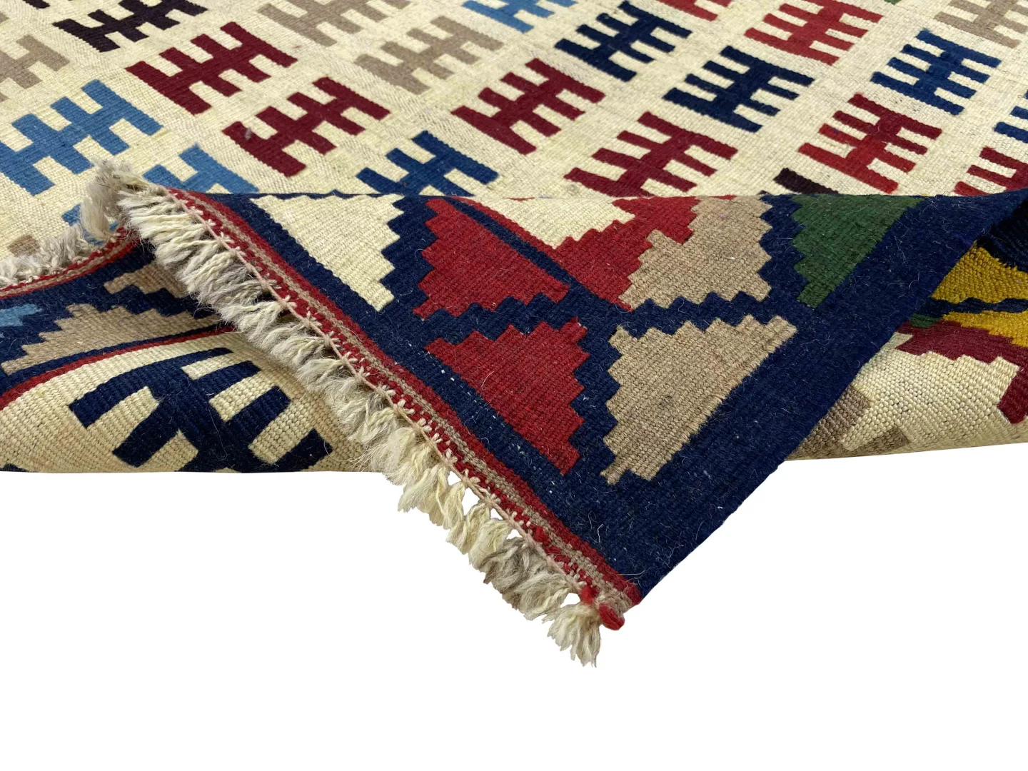 handgewebter-kelim-155-x-97-cm-aus-fars-orientalischer-teppich-6 Perserteppich Fars 155 x 97 cm Wolle handgewebt