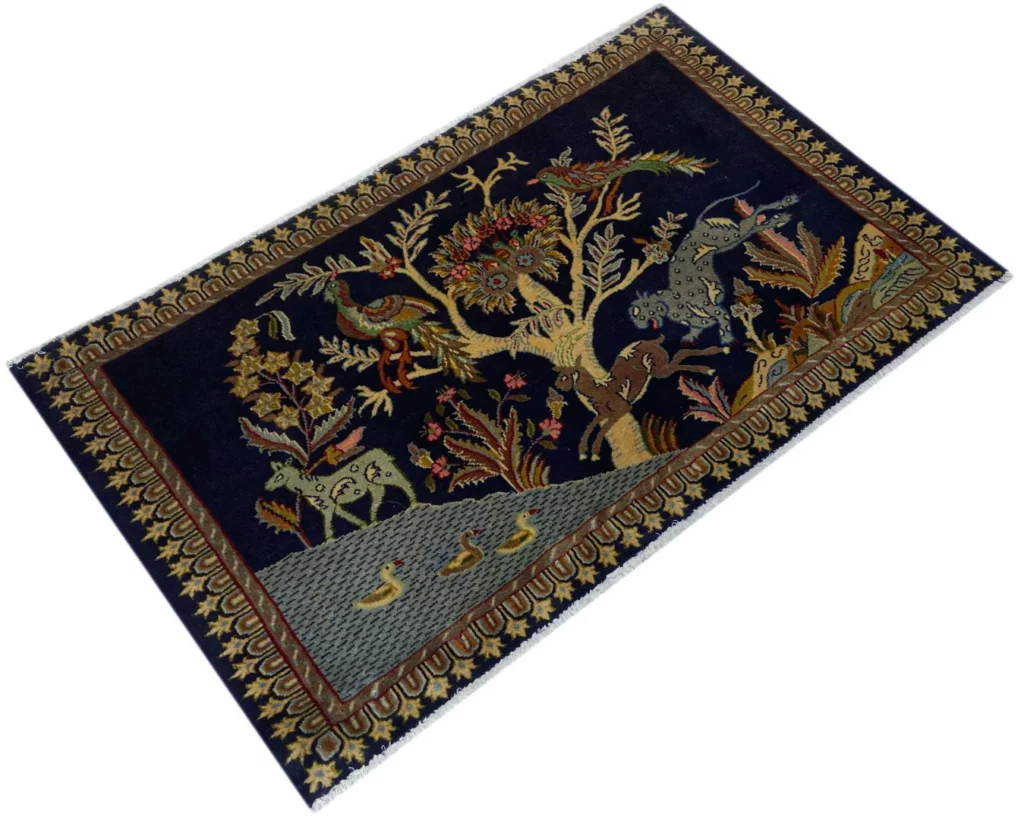 Perserteppich Keshan 61 x 99 cm Wolle handgeknüpft