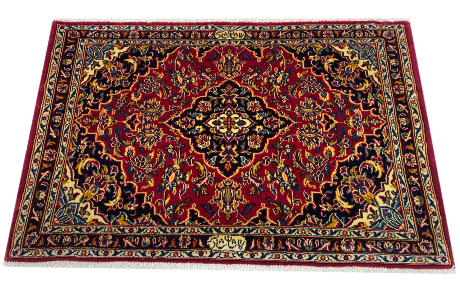 Perserteppich Keshan 67 x 101 cm Schafwolle handgeknüpft