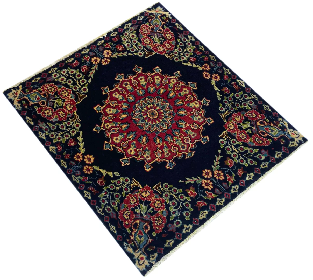 keshan-teppich-90x80cm-150000-knoten-m-handgeknupft-orientteppich-1 Perserteppich Keshan 90 x 80 cm Wolle handgeknüpft