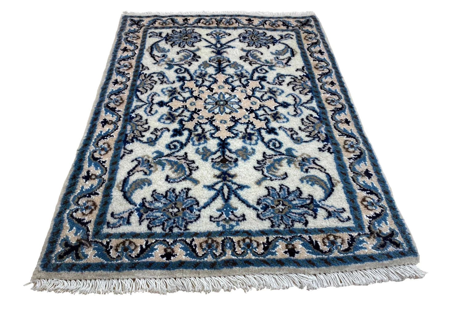 eleganter-nain-teppich-90-x-60-cm-handgeknupft-fur-teppiche Perserteppich Nain 90 x 60 cm Wolle handgeknüpft