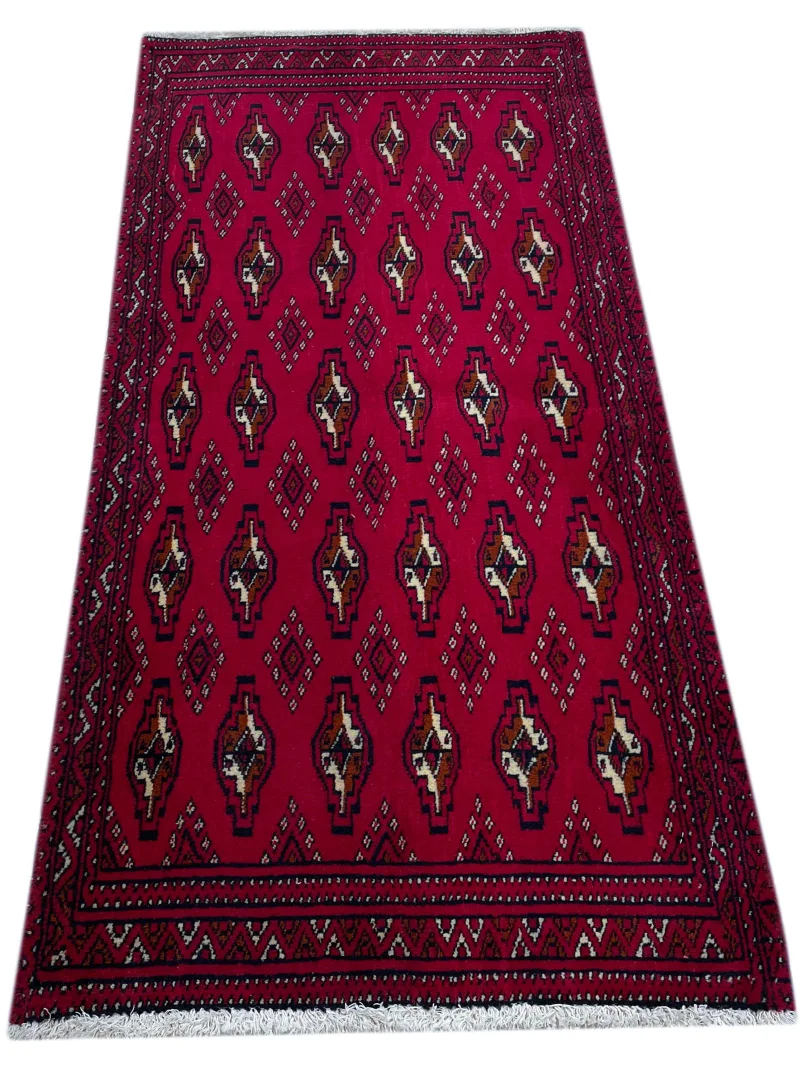 Perserteppich Turkman 132 x 64 cm Wolle handgeknüpft