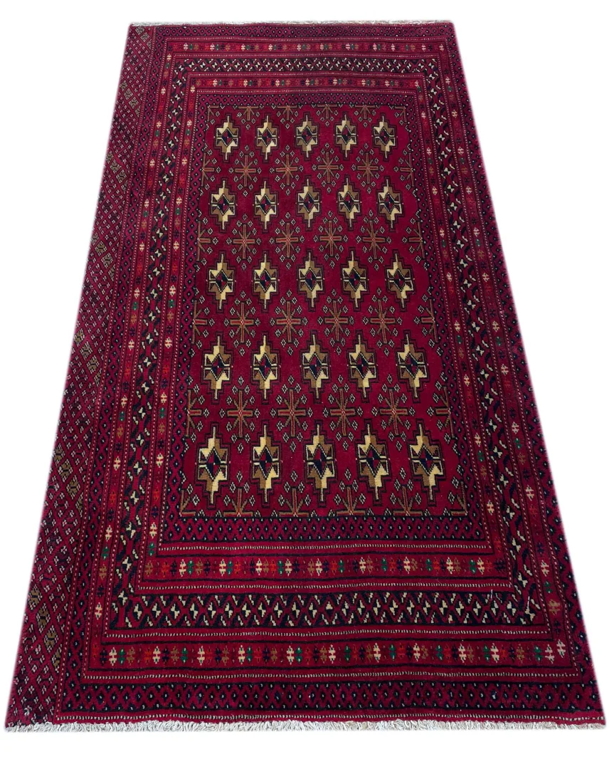Perserteppich Turkman 134 x 64 cm Wolle handgeknüpft