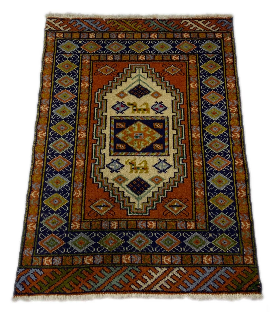 Perserteppich Turkman 83 x 60 cm Wolle handgeknüpft