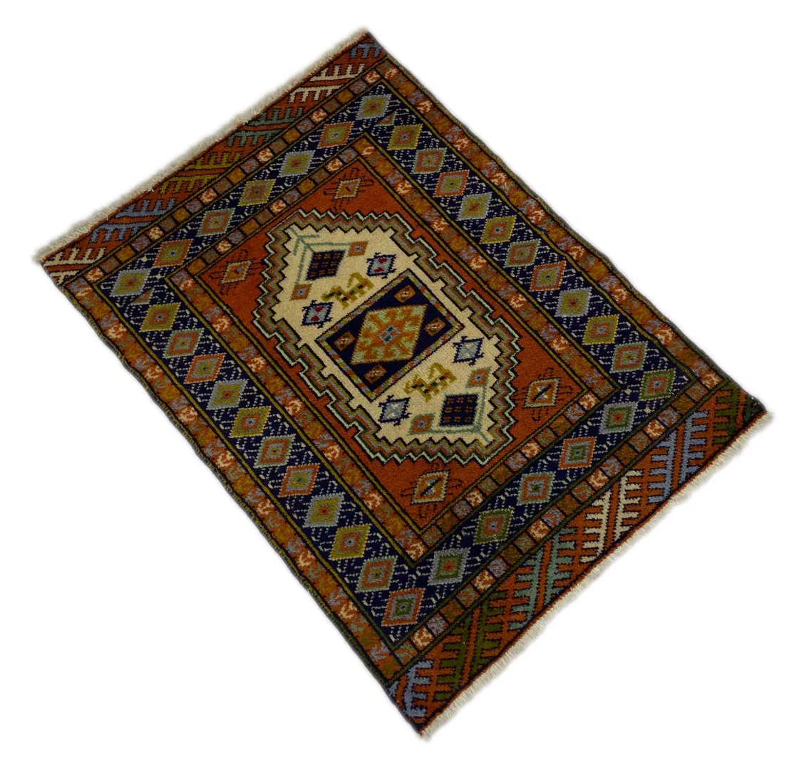 Perserteppich Turkman 83 x 60 cm Wolle handgeknüpft