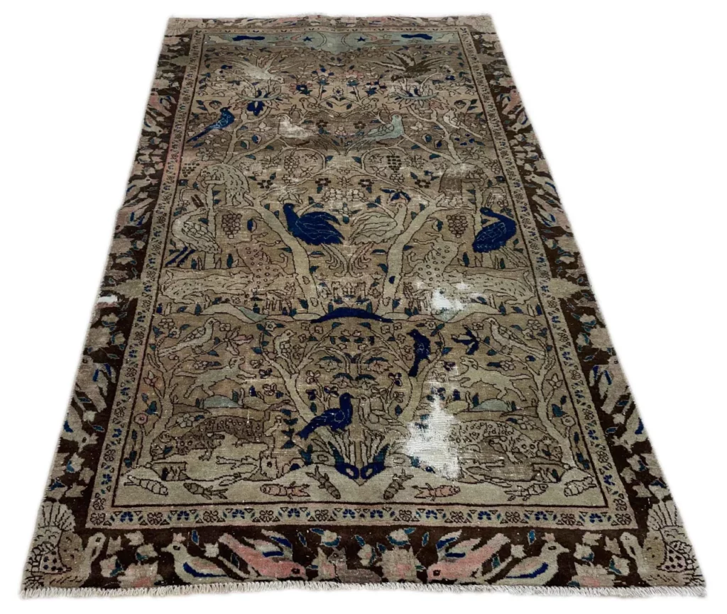 Orientteppich 205 x 115 cm Wolle handgeknüpft