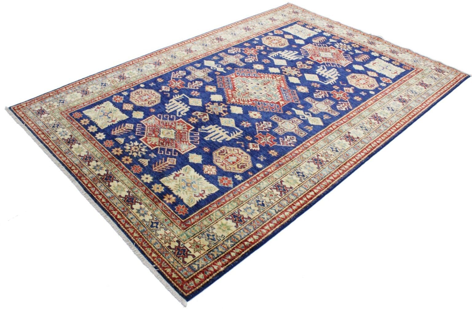 Orientteppich Kazak 242x165 cm Hochlandwolle handgeknüpft