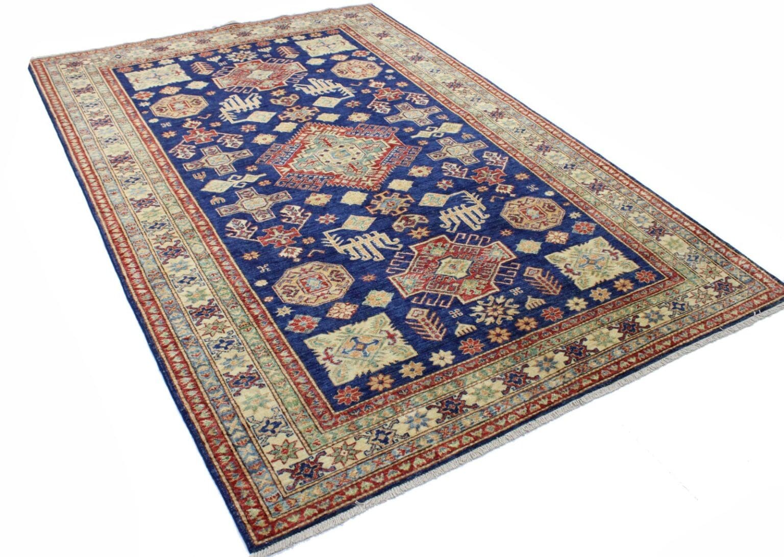 Orientteppich Kazak 242x165 cm Hochlandwolle handgeknüpft
