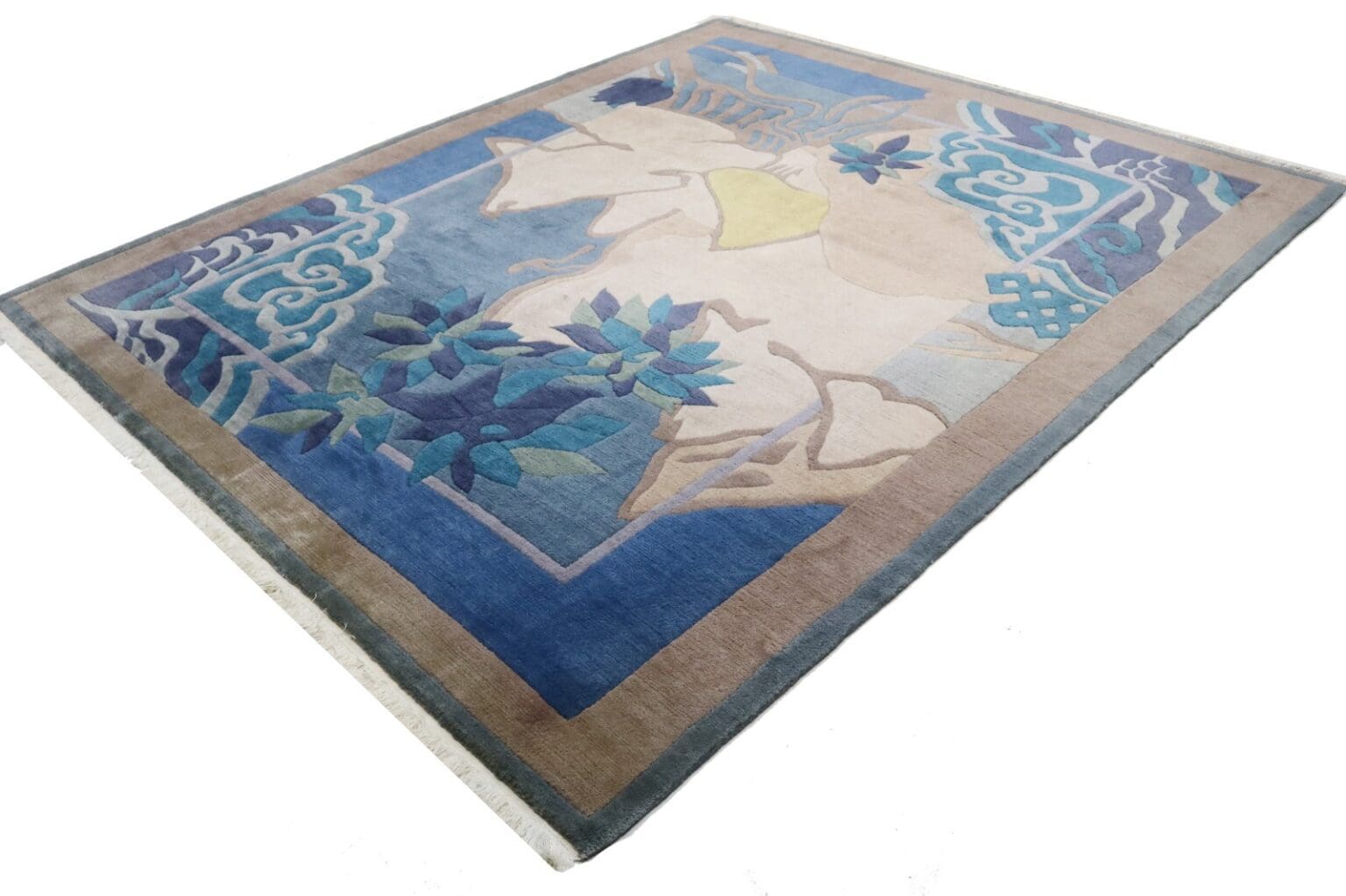 handgeknupfter-nepal-orientteppich-295x245-cm-mit-modernen-mustern-1 Orientteppich Nepal 295 x 245 cm Wolle handgeknüpft