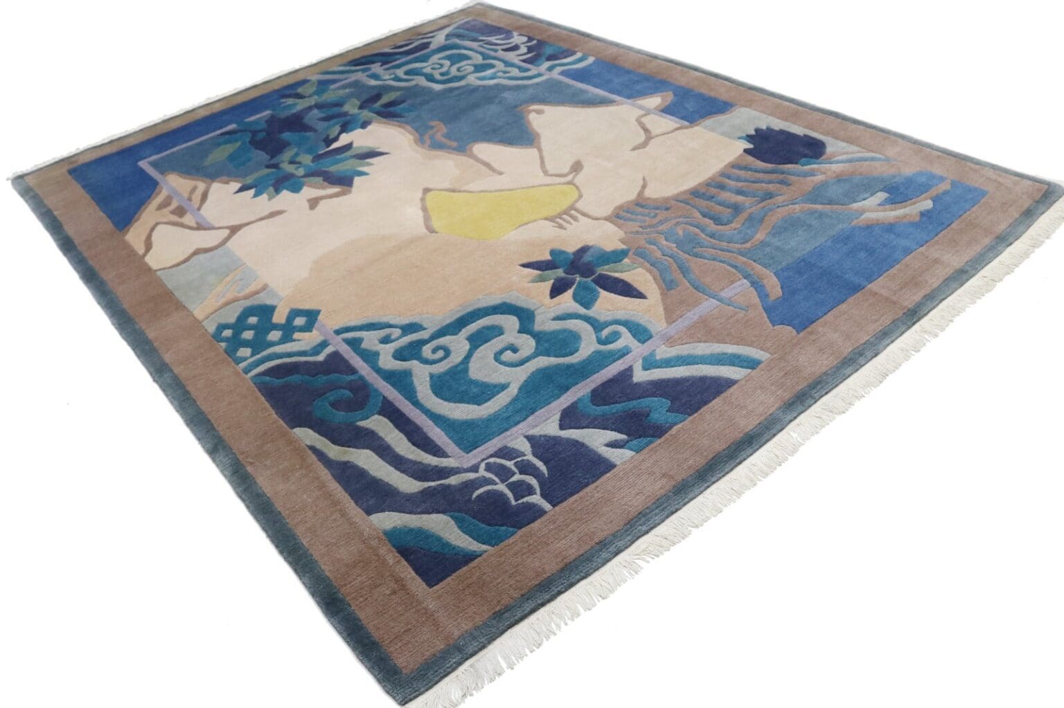 handgeknupfter-nepal-orientteppich-295x245-cm-mit-modernen-mustern-2 Orientteppich Nepal 295 x 245 cm Wolle handgeknüpft