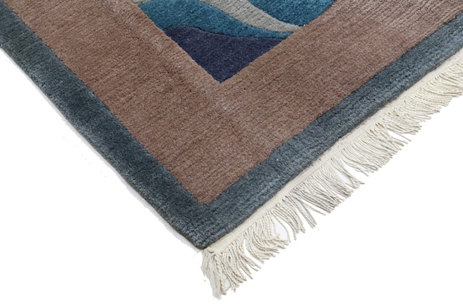 handgeknupfter-nepal-orientteppich-295x245-cm-mit-modernen-mustern-3 Orientteppich Nepal 295 x 245 cm Wolle handgeknüpft