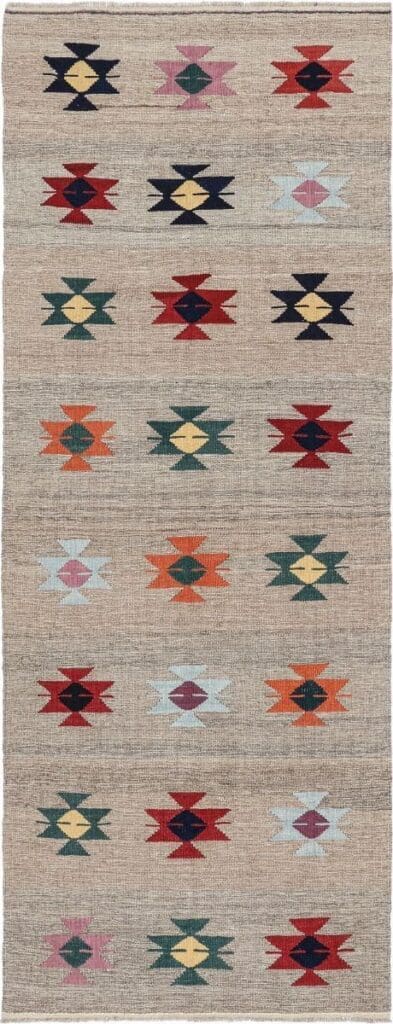 handgewebter-modern-kelim-264-x-101-cm-aus-wolle-neu-fars-handgewebt Perserteppich Fars 264 x 101 cm Wolle handgewebt