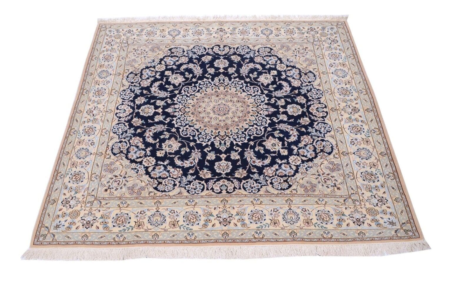 nain-9-la-202-x-203-cm-perserteppich-handgeknupft-floralmotiv Perserteppich Nain 9 La 202 x 203 cm Wolle handgeknüpft