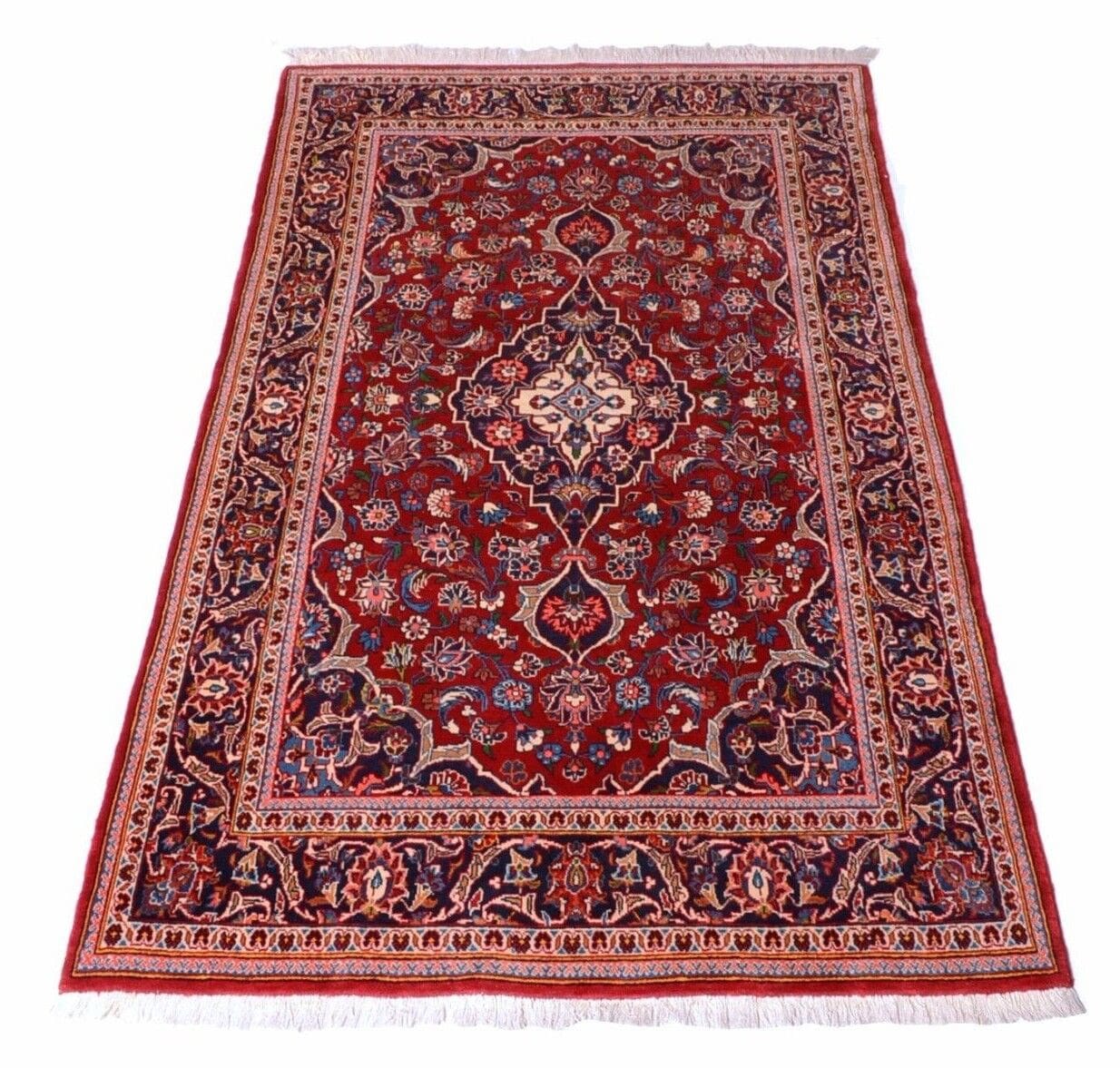 Perserteppich Kashan 222 x 136 cm Wolle handgeknüpft
