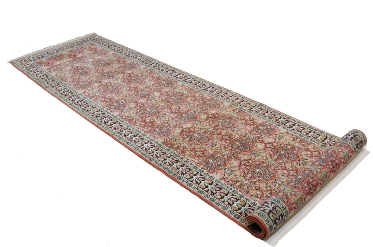 Orientteppich Kashmir 362 x 93 cm Seide handgeknüpft