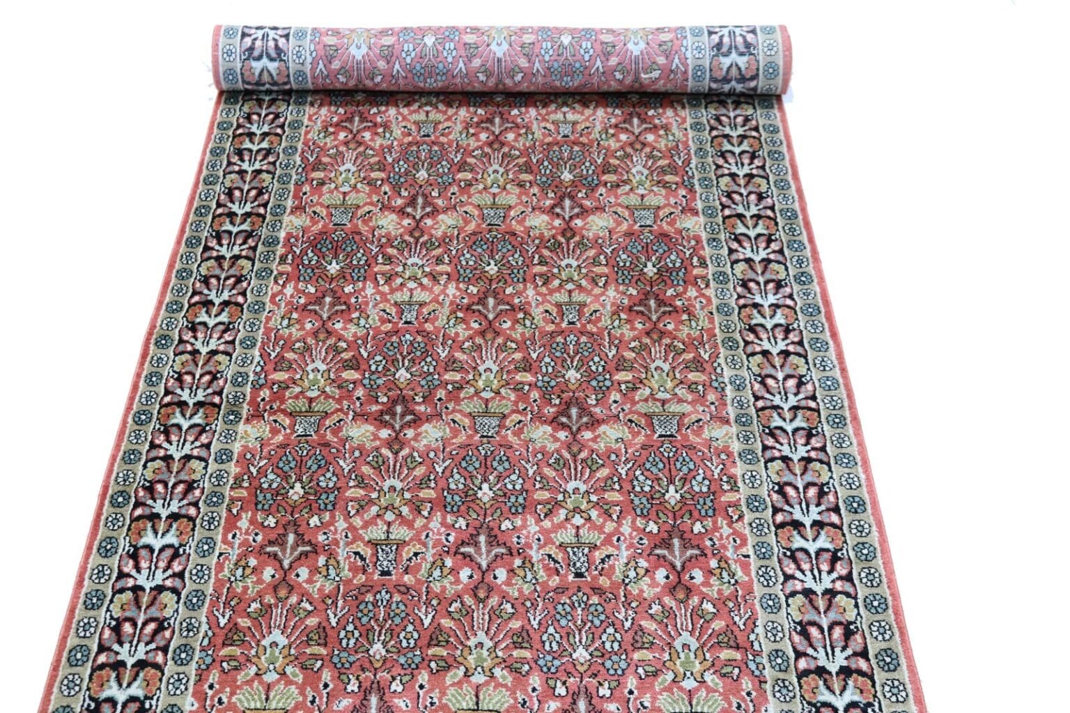 Orientteppich Kashmir 362 x 93 cm Seide handgeknüpft