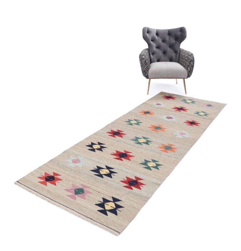 handgewebter-modern-kelim-264-x-101-cm-aus-wolle-neu-fars-handgewebt-1 Perserteppich Fars 264 x 101 cm Wolle handgewebt