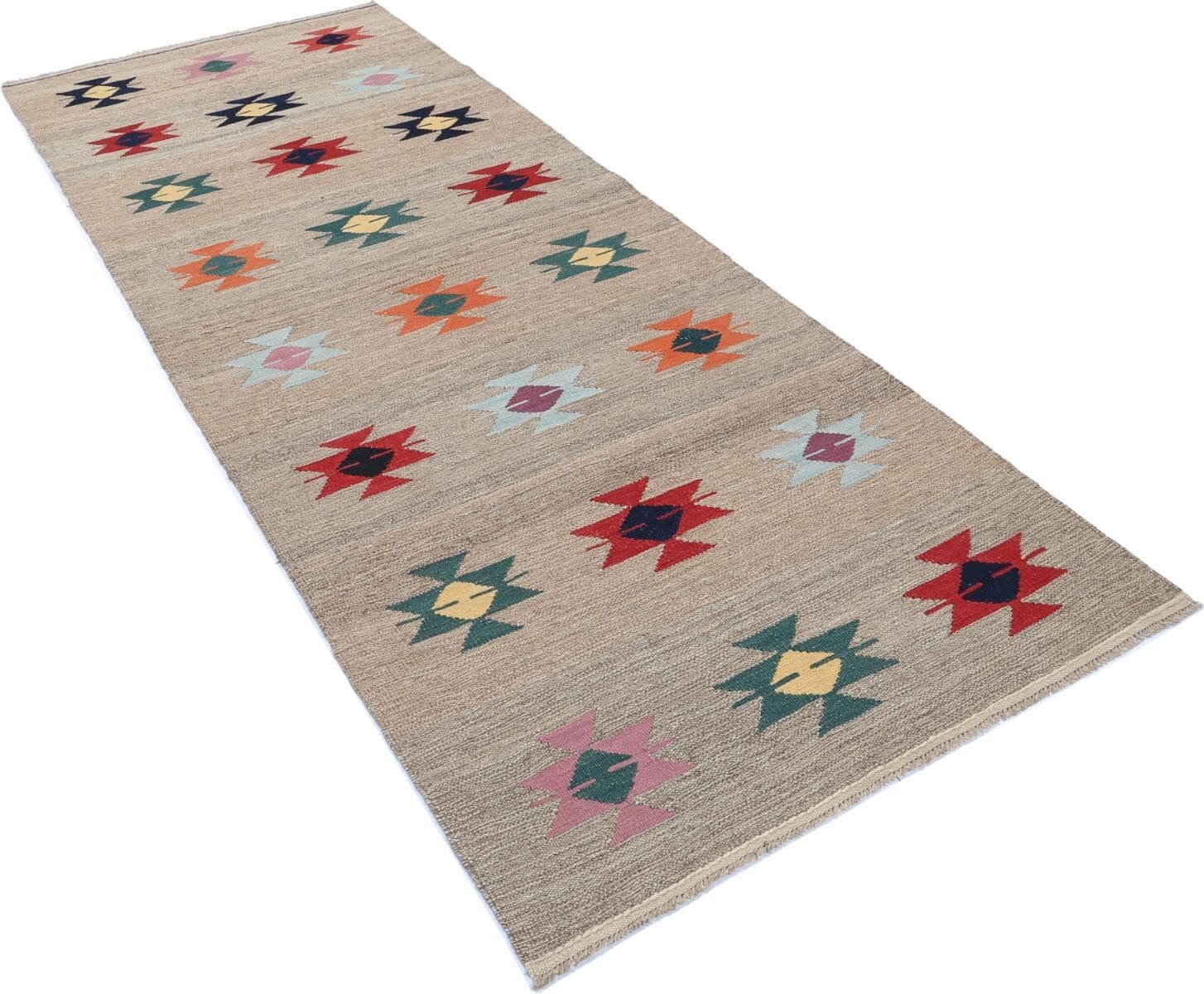 handgewebter-modern-kelim-264-x-101-cm-aus-wolle-neu-fars-handgewebt-2 Perserteppich Fars 264 x 101 cm Wolle handgewebt