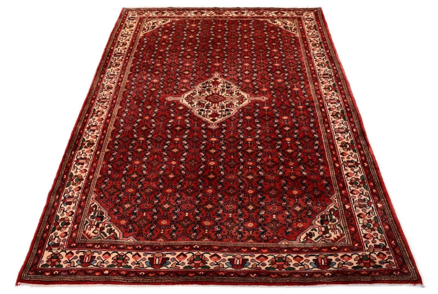 handgeknupfter-orientteppich-308x220-cm-200000-knoten-rot Perserteppich Hosseinabad 308 x 220 cm Wolle handgeknüpft
