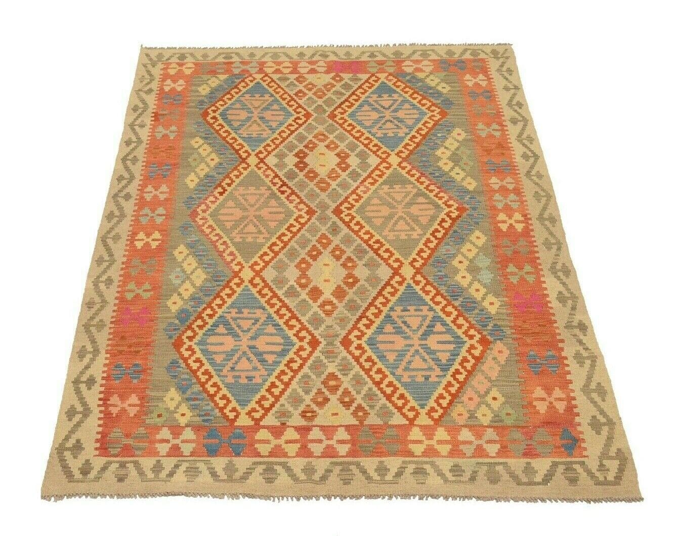 Orientteppich Afghan 197 x 154 cm Wolle handgewebt