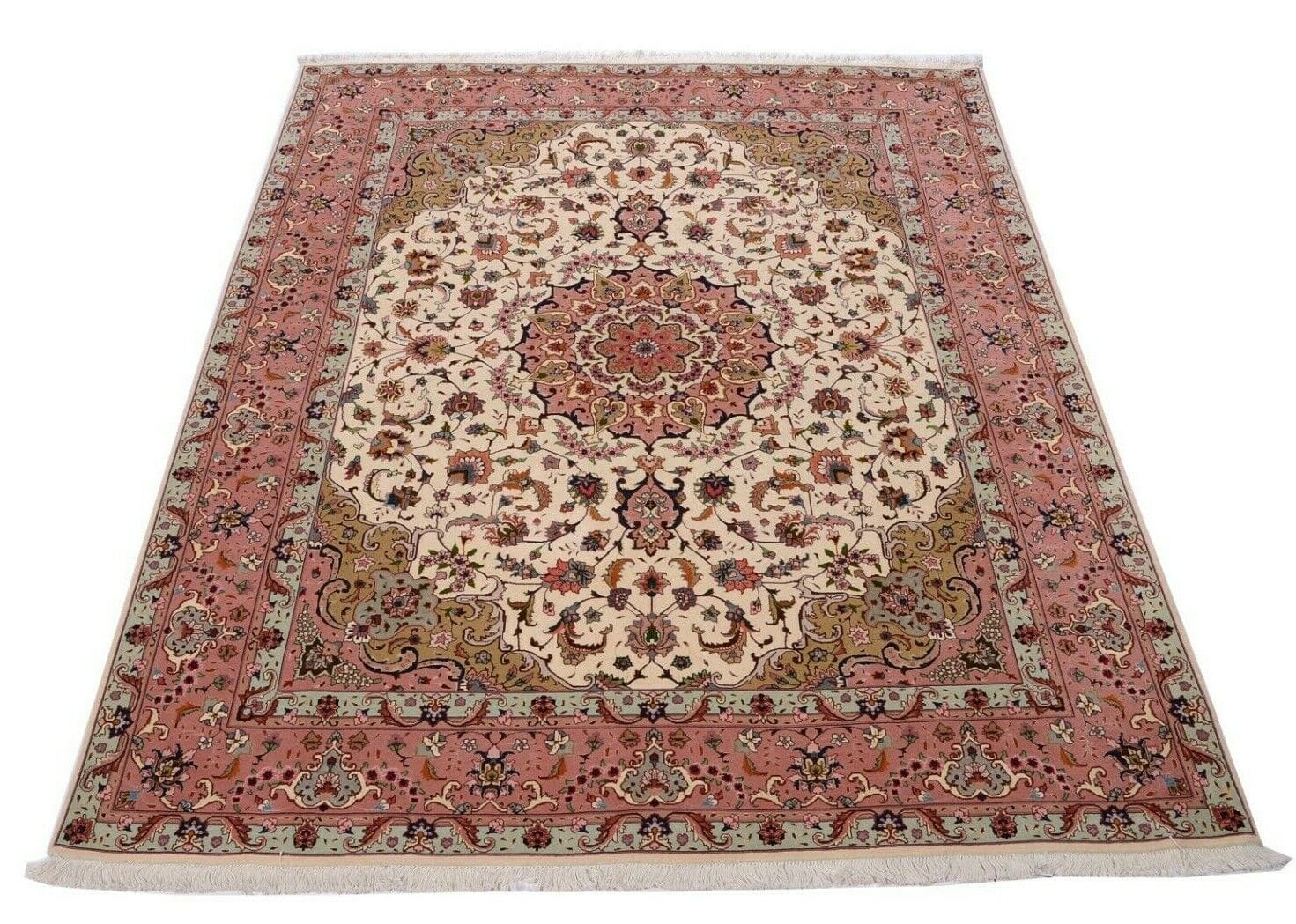 handgeknupfter-perser-teppich-260x205-cm-550000-knoten-floral Perserteppich Tabriz 260 x 205 cm Wolle handgeknüpft