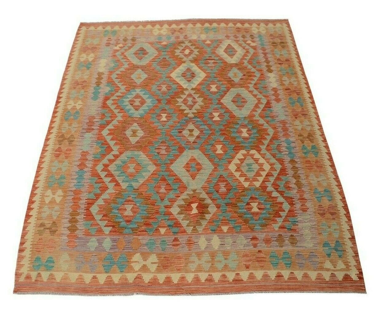 handgewebter-afghan-kelim-244-x-182-cm-in-pastellfarben-neu Orientteppich Afghan 244 x 182 cm Wolle handgewebt