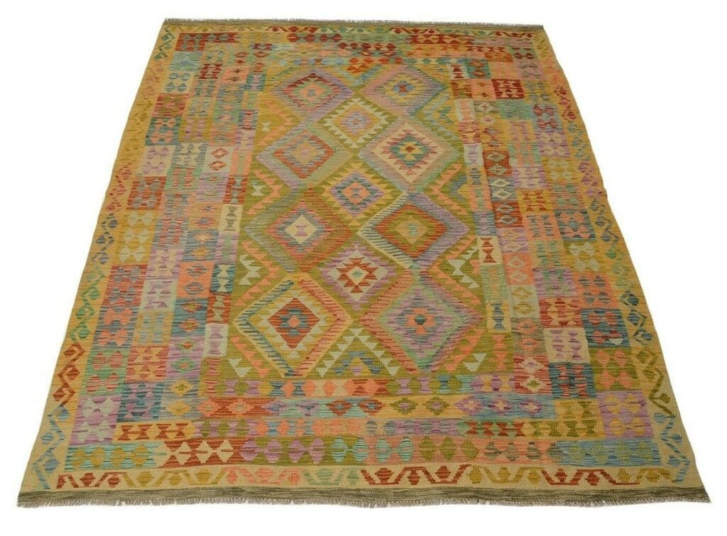 handgewebter-afghan-kelim-248-x-197-cm-in-pastellfarben-neu Orientteppich Afghan 248 x 197 cm Wolle handgewebt