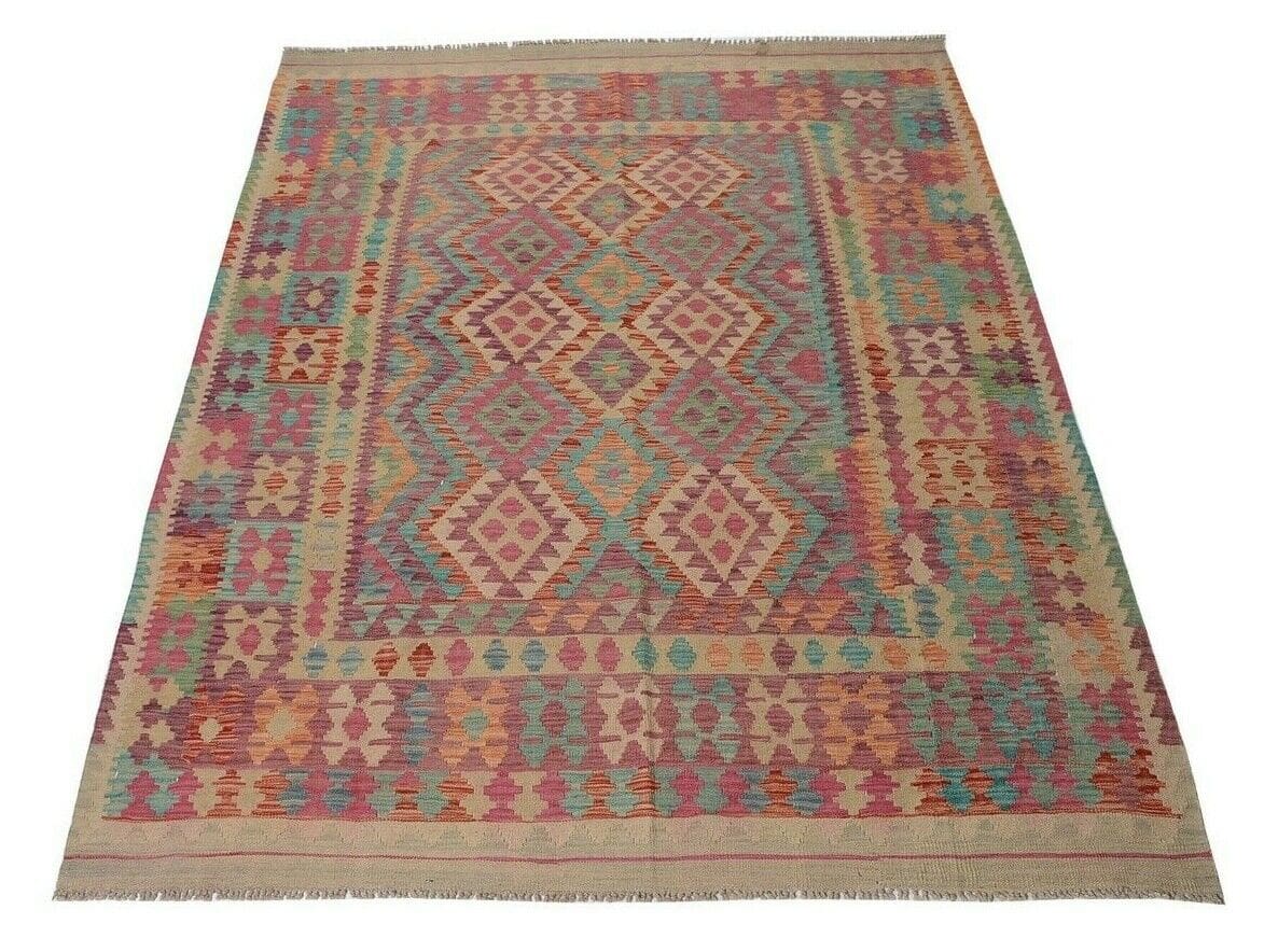 Orientteppich Afghan 244 x 184 cm Wolle handgewebt