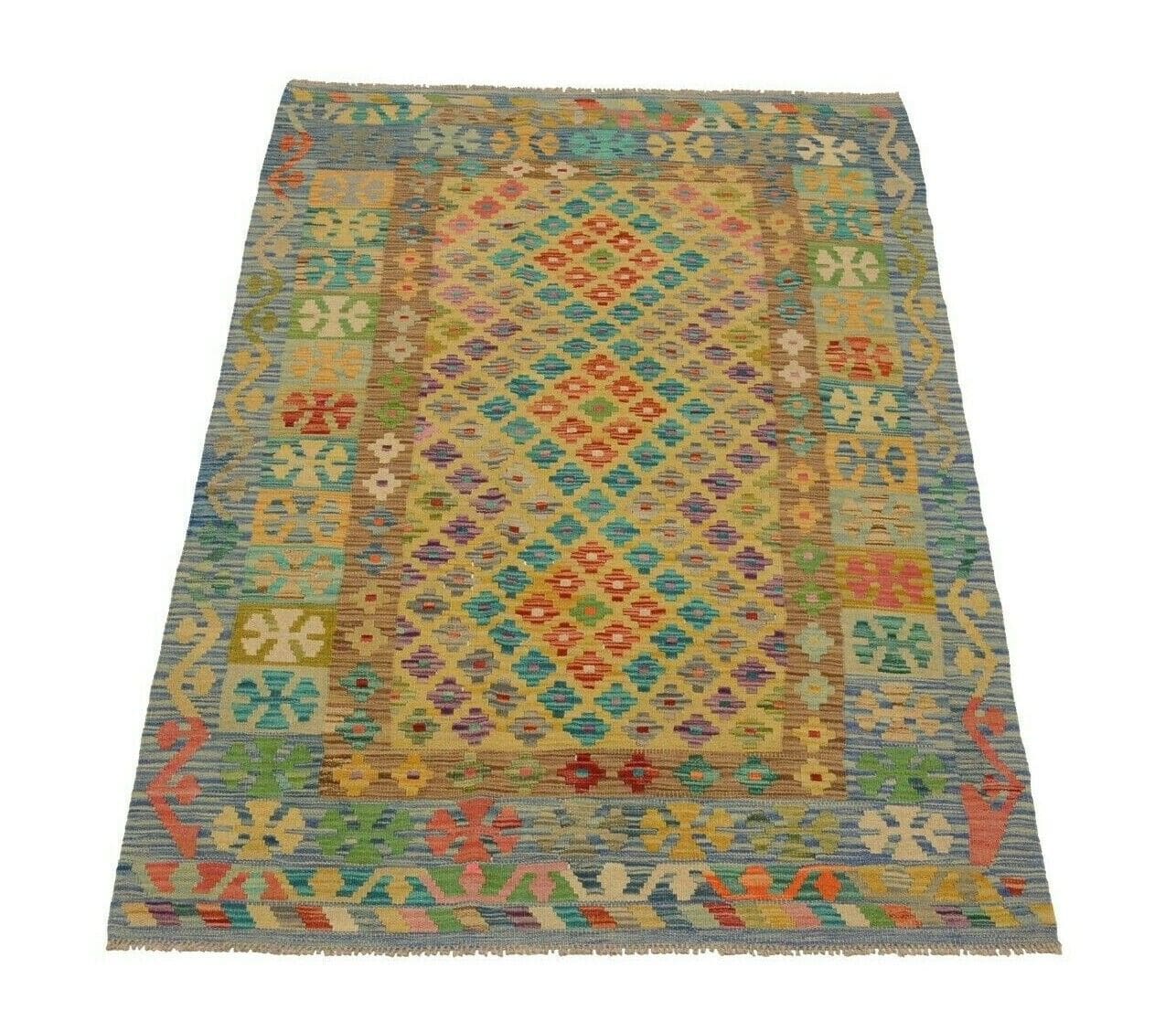 Orientteppich Afghan 182 x 124 cm Wolle handgewebt