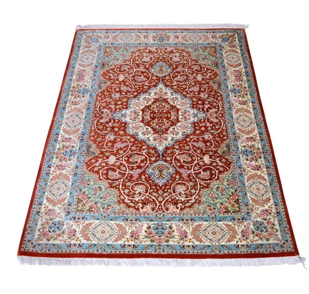 Perserteppich Ghom 200x135 cm Seide handgeknüpft