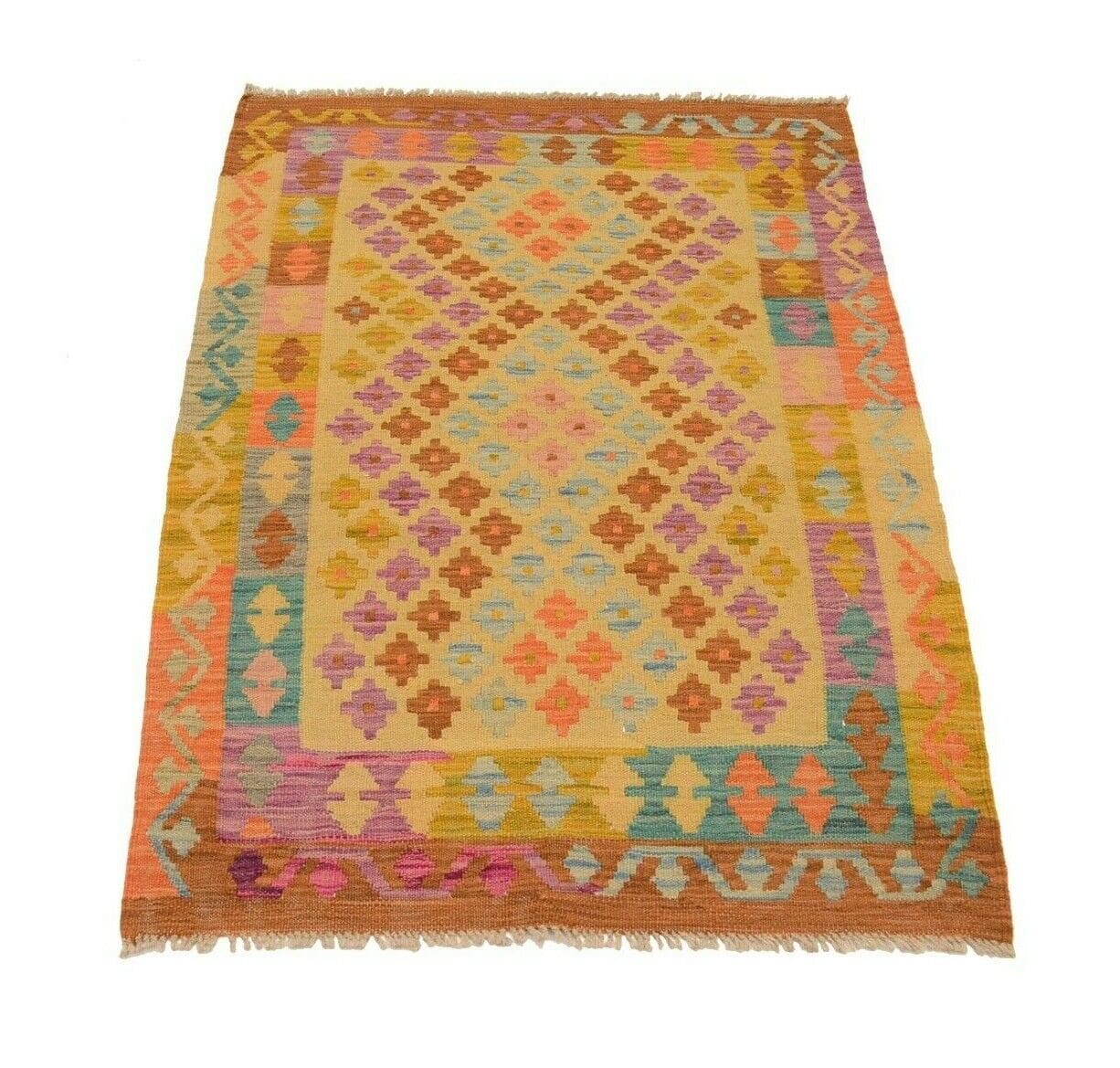 Orientteppich Afghan 127 x 90 cm Wolle handgewebt