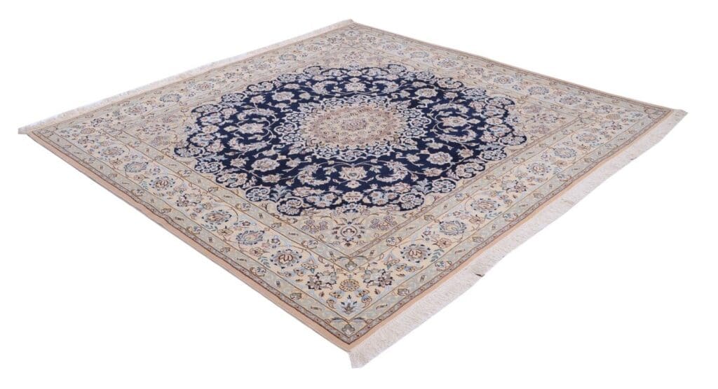 nain-9-la-202-x-203-cm-perserteppich-handgeknupft-floralmotiv-1 Perserteppich Nain 9 La 202 x 203 cm Wolle handgeknüpft