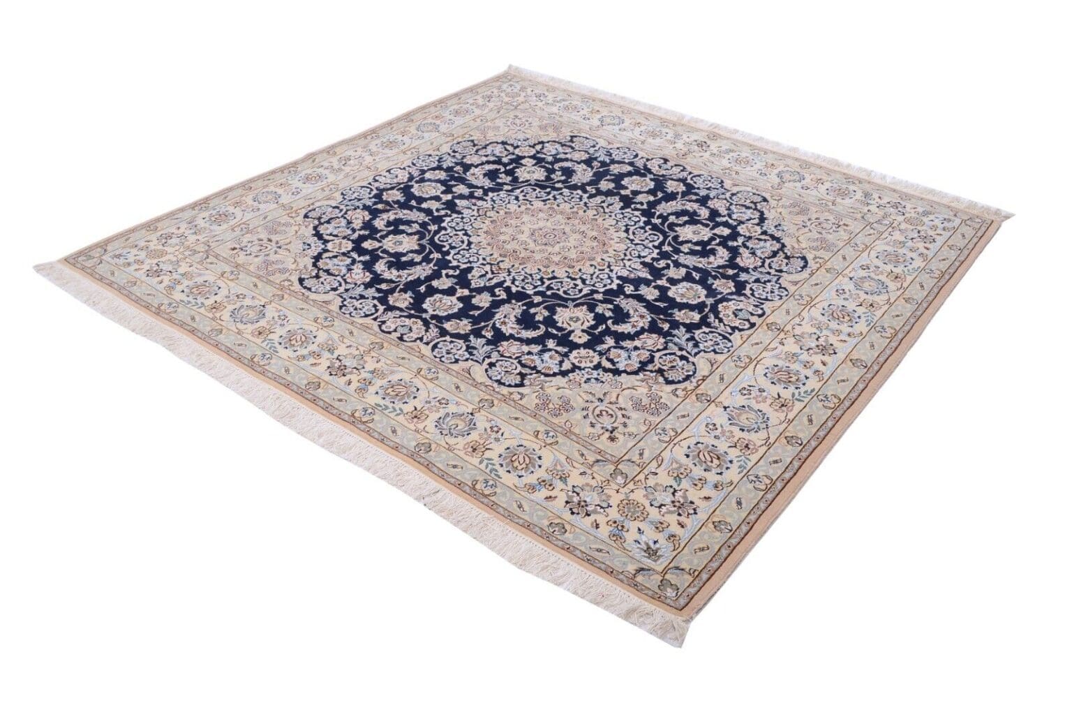 nain-9-la-202-x-203-cm-perserteppich-handgeknupft-floralmotiv-2 Perserteppich Nain 9 La 202 x 203 cm Wolle handgeknüpft