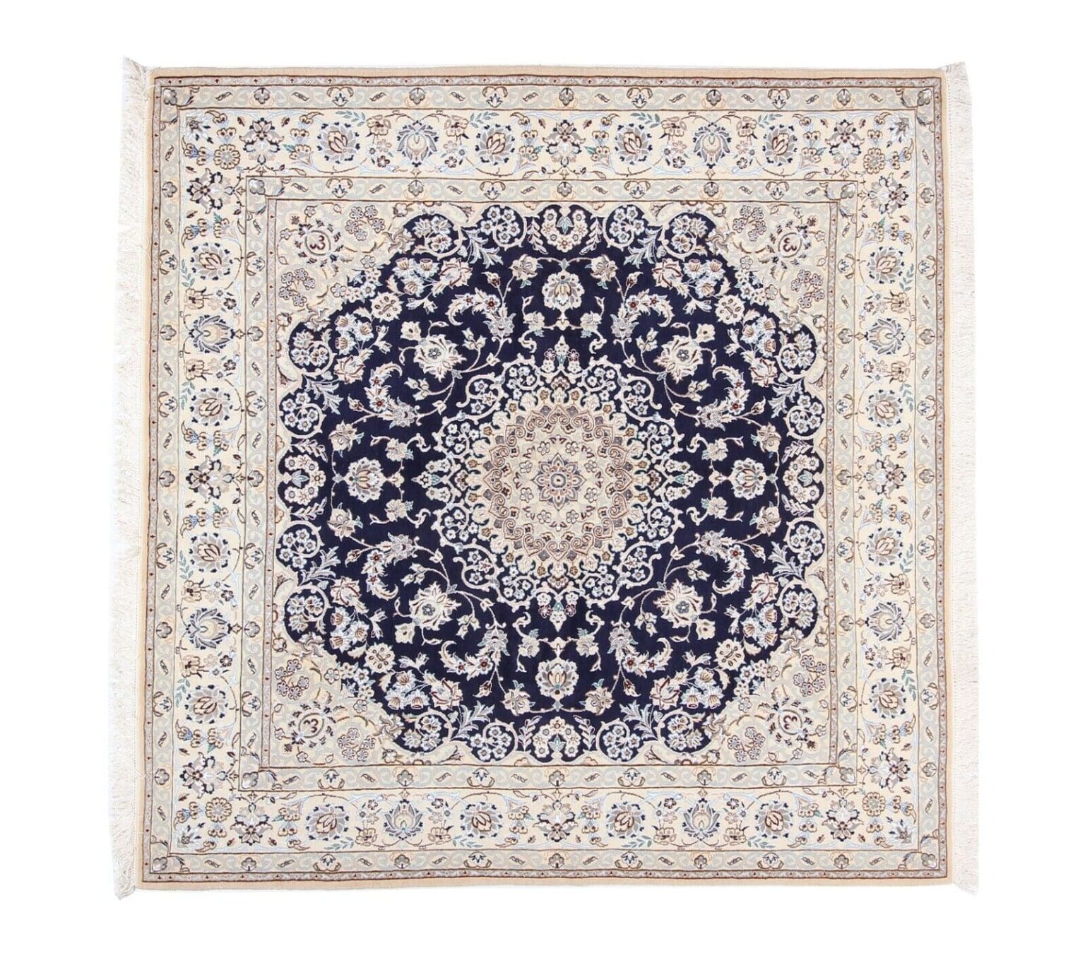 nain-9-la-202-x-203-cm-perserteppich-handgeknupft-floralmotiv-3 Perserteppich Nain 9 La 202 x 203 cm Wolle handgeknüpft