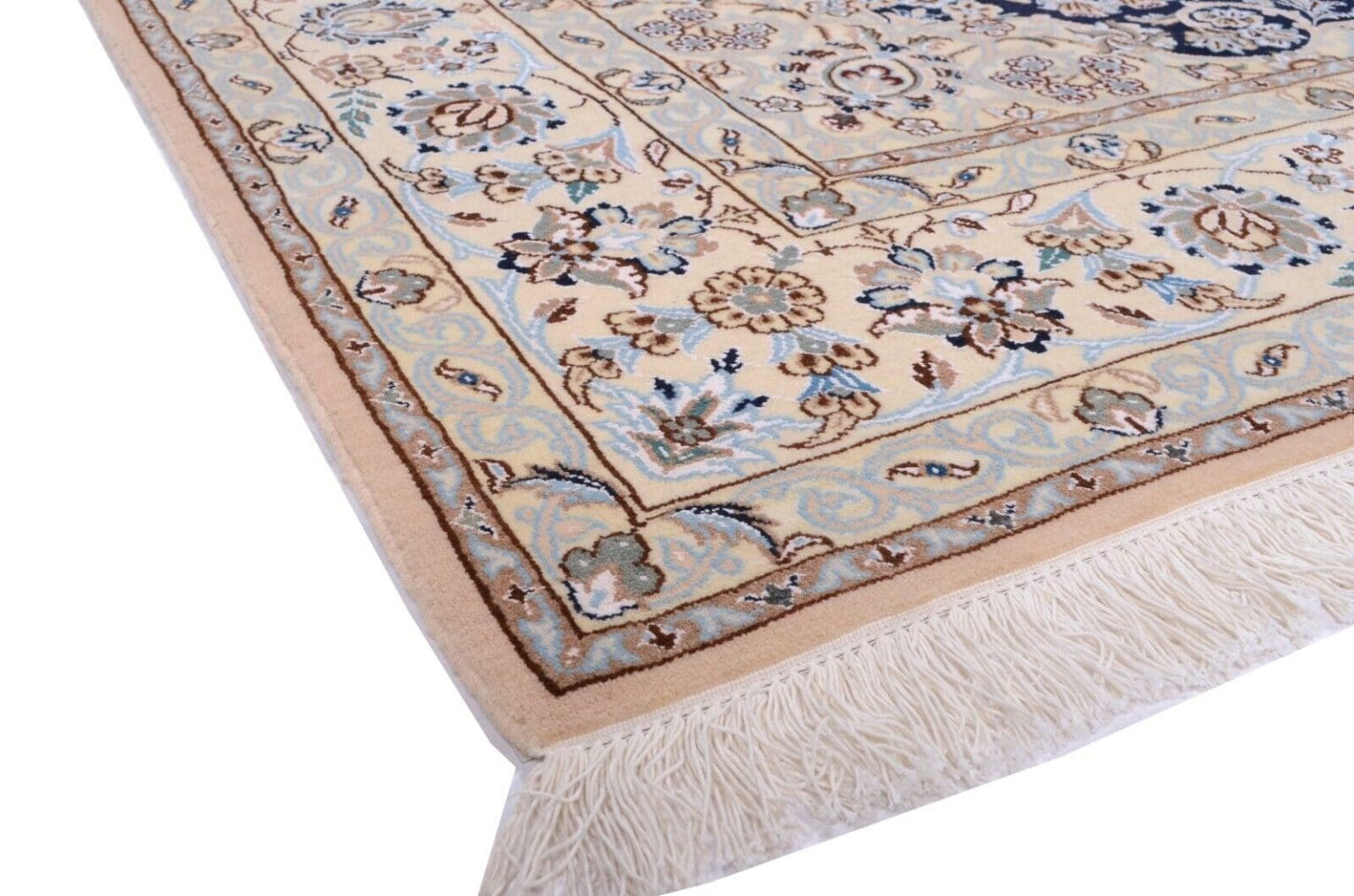 nain-9-la-202-x-203-cm-perserteppich-handgeknupft-floralmotiv-4 Perserteppich Nain 9 La 202 x 203 cm Wolle handgeknüpft