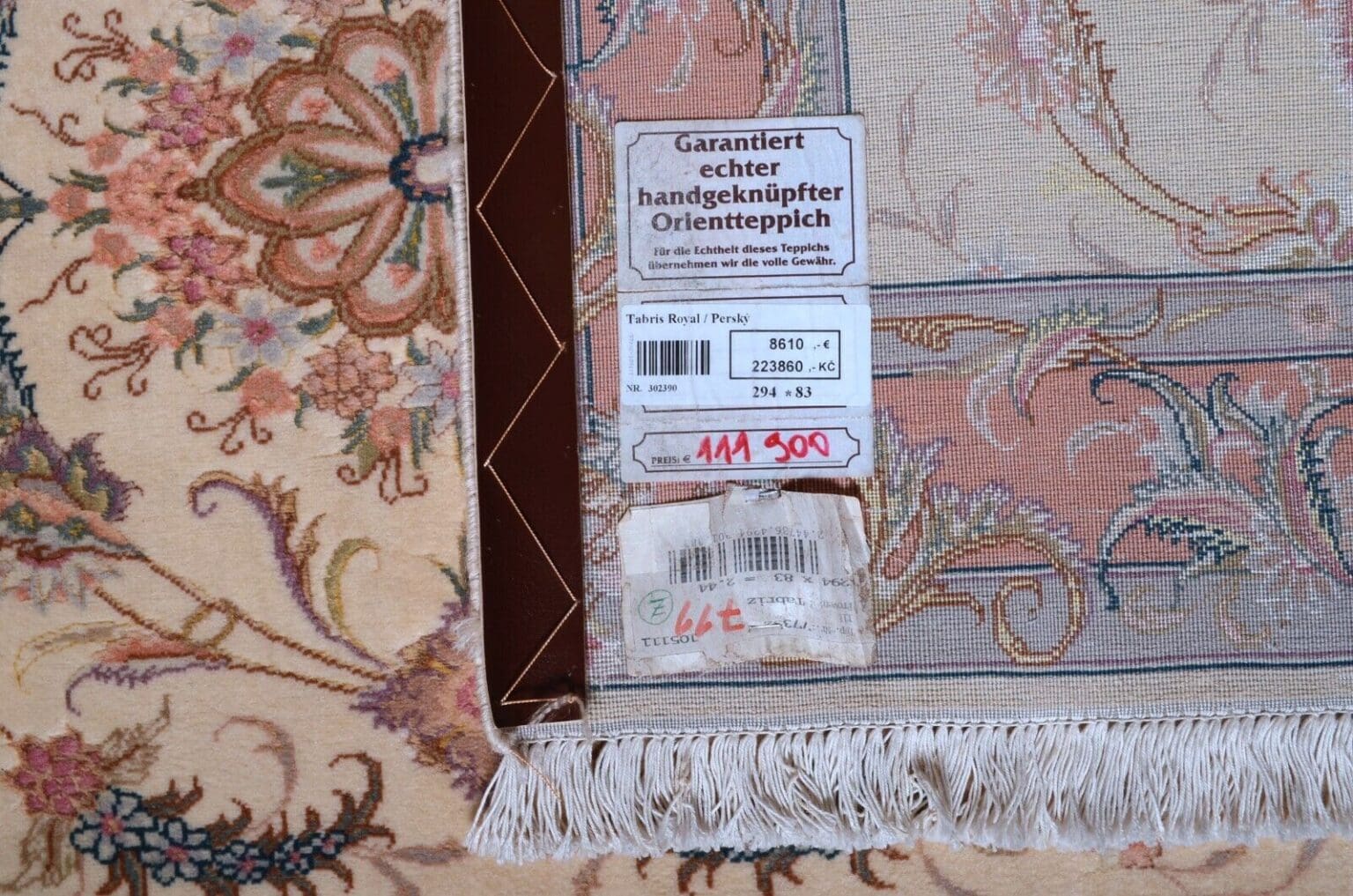 Perserteppich Tabriz 294x83 cm Wolle handgeknüpft