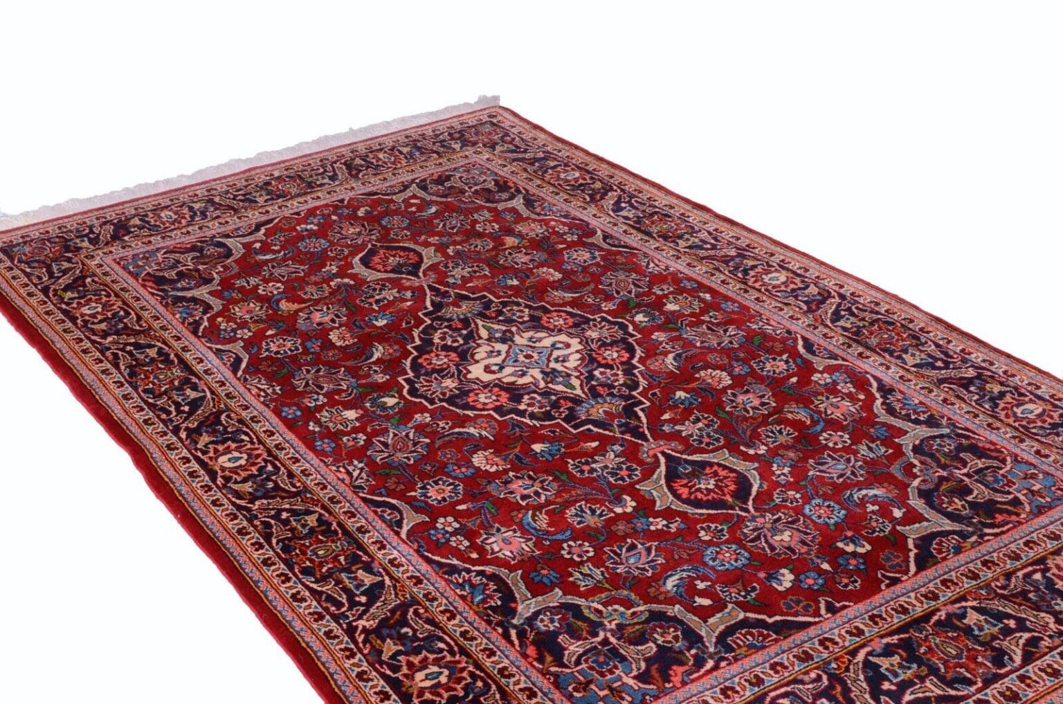 Perserteppich Kashan 222 x 136 cm Wolle handgeknüpft