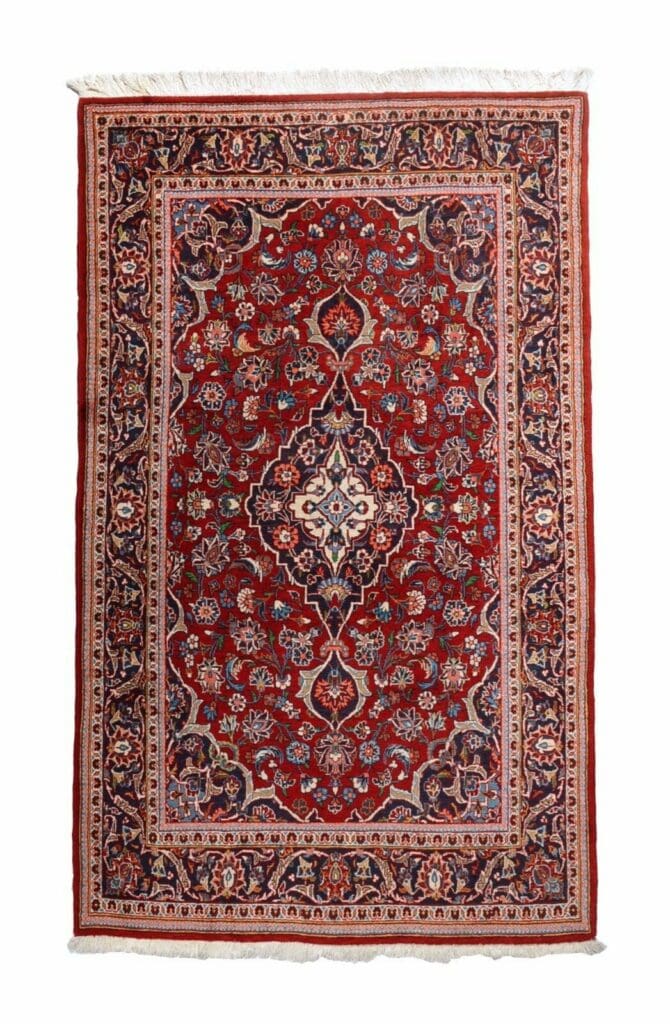 Perserteppich Kashan 222 x 136 cm Wolle handgeknüpft