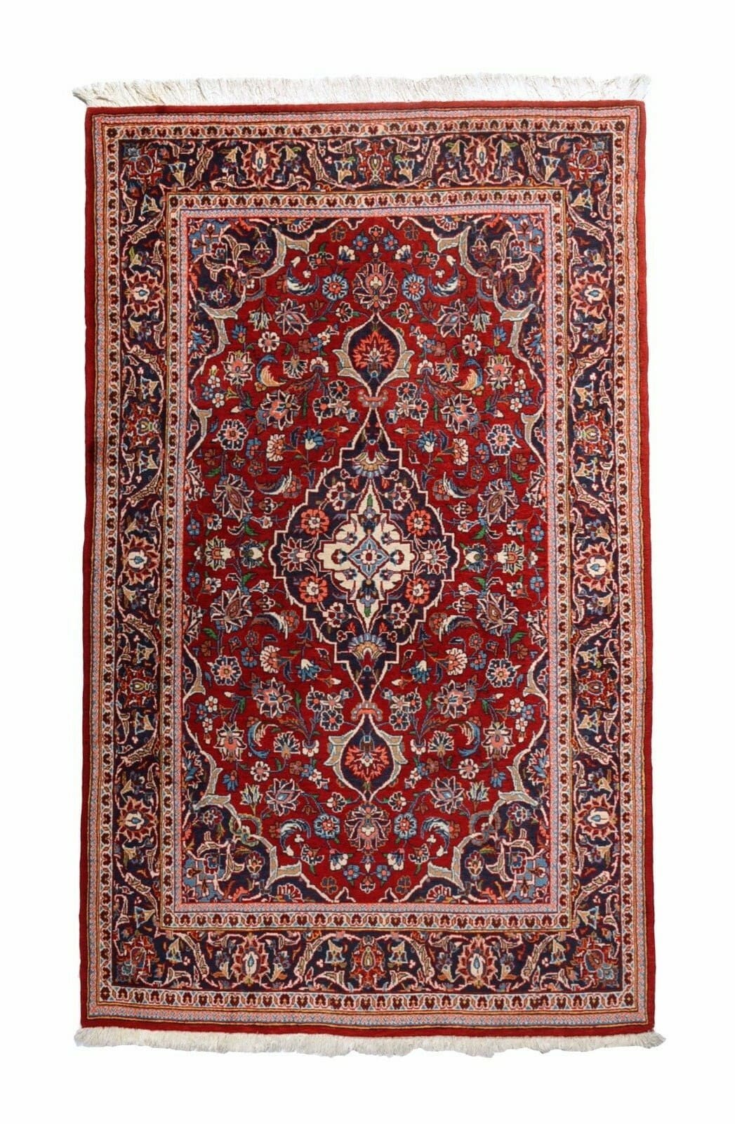 Perserteppich Kashan 222 x 136 cm Wolle handgeknüpft
