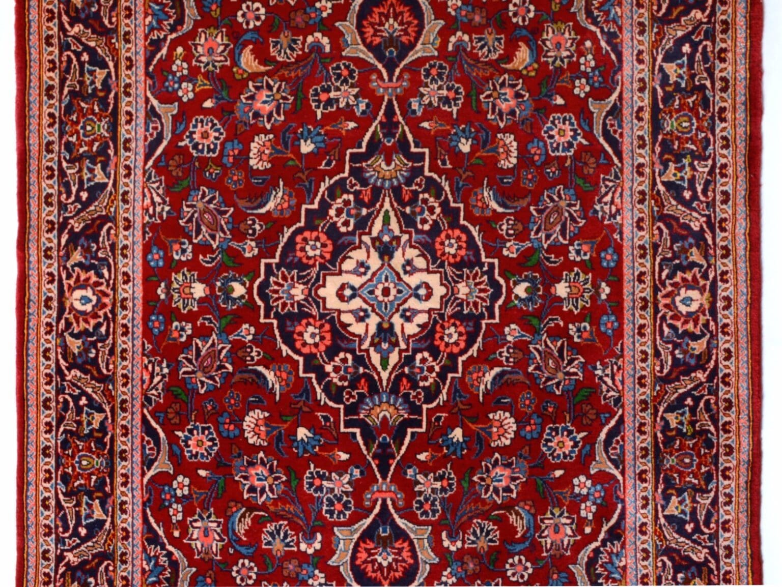 Perserteppich Kashan 222 x 136 cm Wolle handgeknüpft