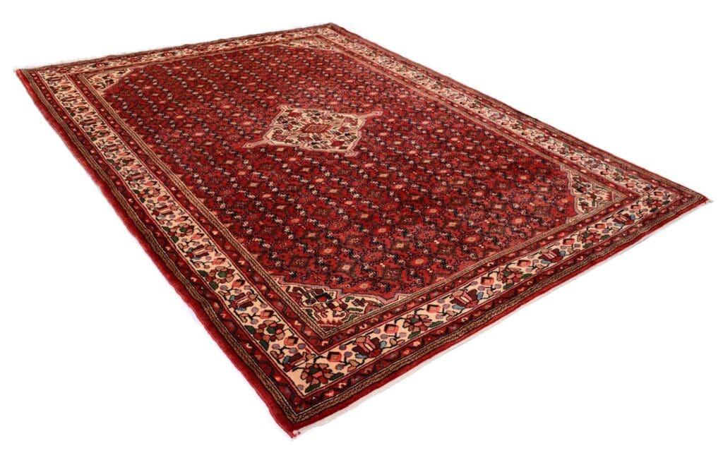 handgeknupfter-orientteppich-308x220-cm-200000-knoten-rot-2 Perserteppich Hosseinabad 308 x 220 cm Wolle handgeknüpft