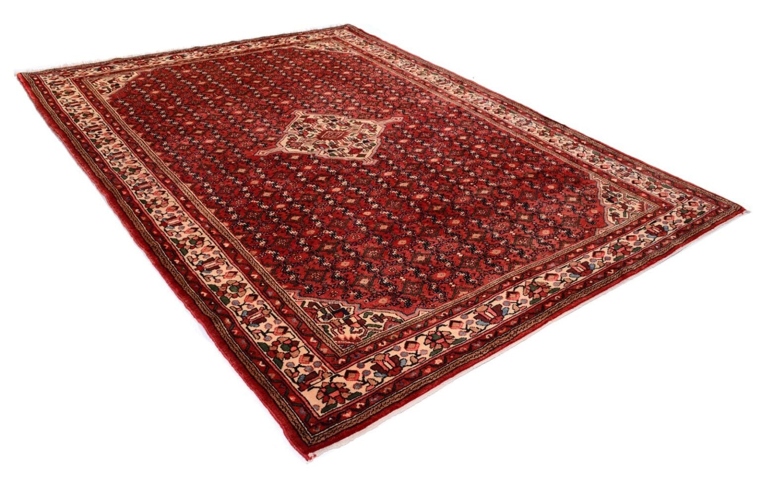 handgeknupfter-orientteppich-308x220-cm-200000-knoten-rot-2 Perserteppich Hosseinabad 308 x 220 cm Wolle handgeknüpft
