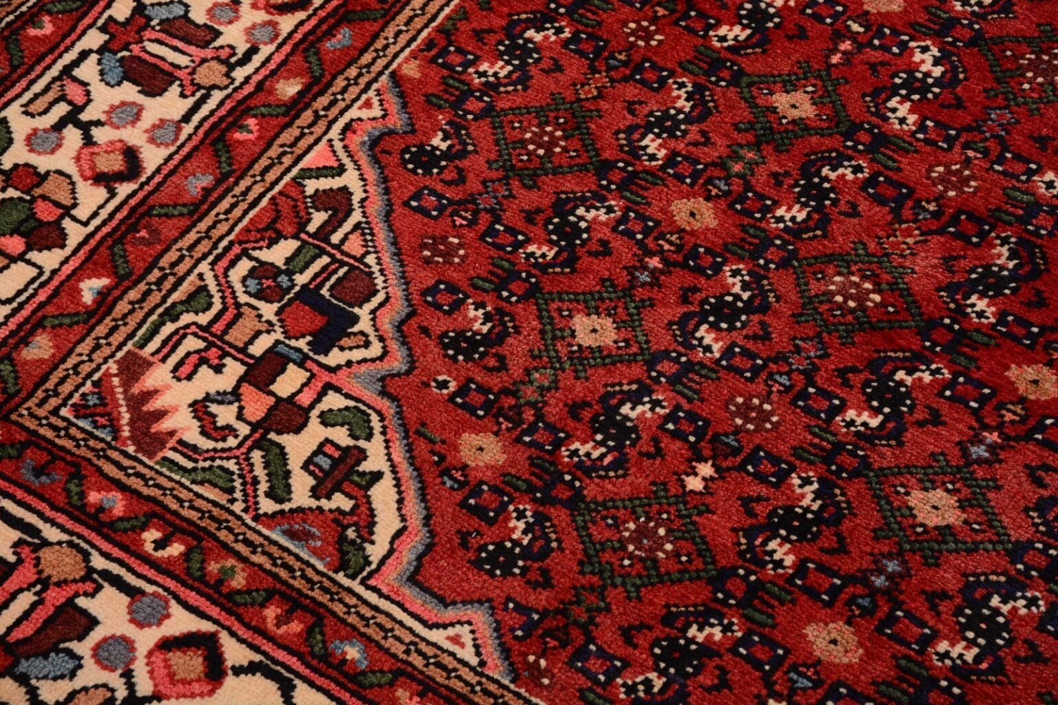handgeknupfter-orientteppich-308x220-cm-200000-knoten-rot-4 Perserteppich Hosseinabad 308 x 220 cm Wolle handgeknüpft