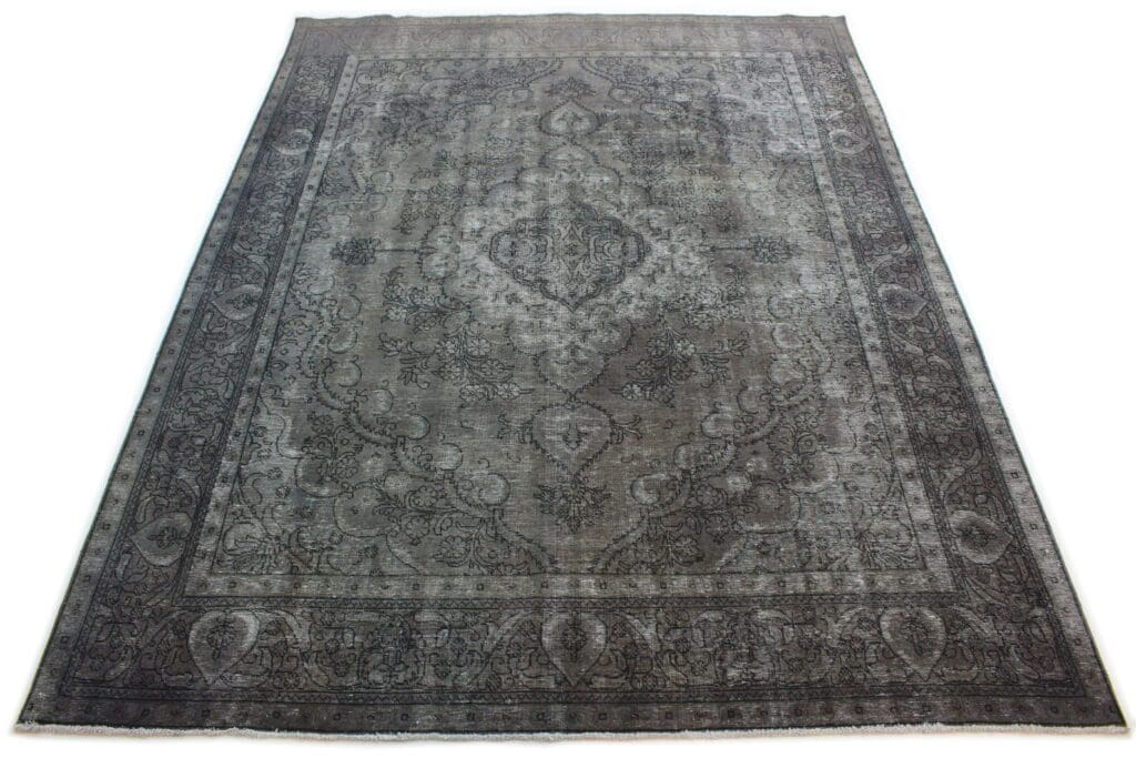 vintage-orientteppich-390x295cm-grau-schwarz-handgeknupft Perserteppich 390x295 cm Wolle handgeknüpft